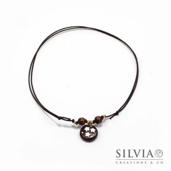 Collana cordino cerato con biscotto pan di stelle