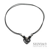 Collana cordino cerato con cuore nero