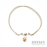 Collana cordino cerato con musetto coniglio beige