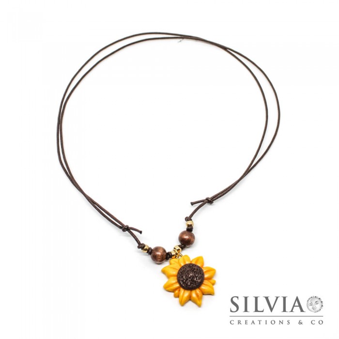 Collana girasole giallo marrone handmade in fimo - silviacreationsandco