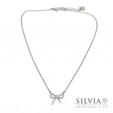 Collana girocollo catenina e fiocco in acciaio