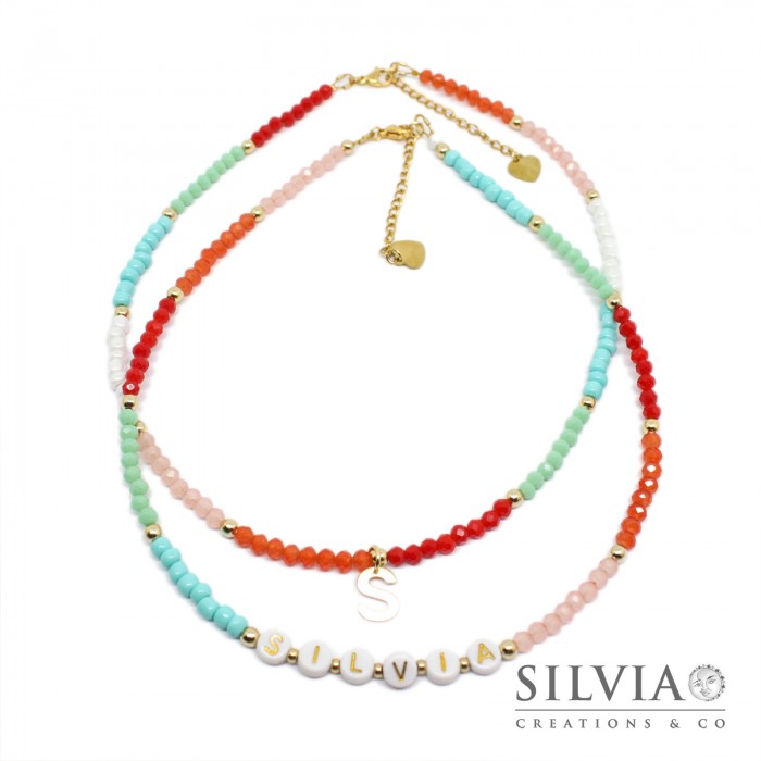 Collana Donna Personalizzata Con Nome | Acciaio Inox Cristalli E Croce | Regalo Di Natale Per Ragazze E Adolescenti