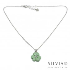 Collana girocollo con catenina in acciaio e ciondolo trifoglio