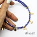 Collana girocollo corallini blu lucido e cinque mini charms mare oro