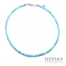 Collana girocollo donna con perle di turchese da 4 mm e stella marina
