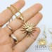 Collana catena effetto corda in acciaio dorato con ciondolo sole