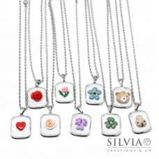 Collana girocollo catena effetto corda ciondolo primavera a scelta Collana girocollo catena effetto corda ciondolo primavera a scelta