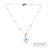 Collana girocollo ciondolo ovale fiore non ti scordar di me