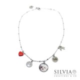 Collana girocollo personalizzata con fotografia cane gatto o coniglio e charms