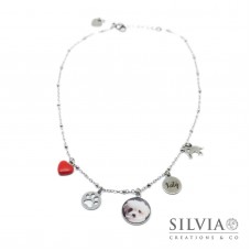 Collana girocollo personalizzata con fotografia cane gatto o coniglio e charms