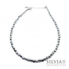 Collana girocollo pepite di ematite