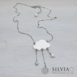 Collana girocollo catena acciaio con nuvola e fiocchi di neve
