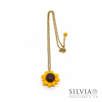 Collana girocollo con catenina in acciaio e girasole