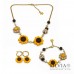 Collana girocollo con girasole, coccinella e margherita