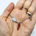 Collana girocollo catena acciaio con cornetto rosso e charm madonna