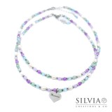 Collana girocollo con perle di pietre dure colorate primavera