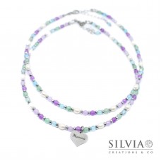 Collana girocollo con perle di pietre dure colorate primavera