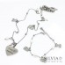 Collana lunga acciaio e perle ciondolo cuore di mamma inciso e charms