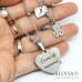 Collana lunga acciaio e perle ciondolo cuore di mamma inciso e charms