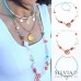 Collana 2 in 1 con ciondolo corallo smaltato conchiglie e turchese