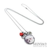 Collana lunga personalizzata con fotografia cane gatto o coniglio e charms Collana lunga personalizzata con fotografia cane gatto o coniglio e charms