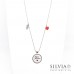 Collana lunga catena acciaio con frase "Super Mamma" cuore rosso e bambina