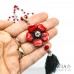 Collana lunga cristalli con fiore rosso e nappina