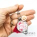 Collana lunga catena acciaio con frase Mamma ti voglio bene e fiori