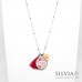 Collana lunga catena acciaio con frase Mamma ti voglio bene e fiori