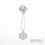 Collana lunga con catena in acciaio e fiocco di neve