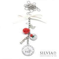 Collana lunga piccolo principe con frase e charms
