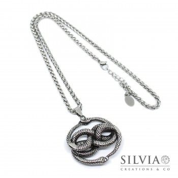 Collana media catena acciaio spessa con pendente Auryn