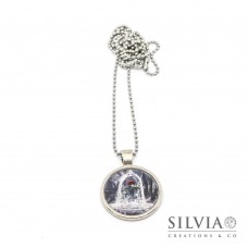Collana lunga rosa la Bella e la Bestia da 25 mm