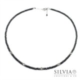 Collana da uomo con cristalli a rondella di ematite color canna di fucile