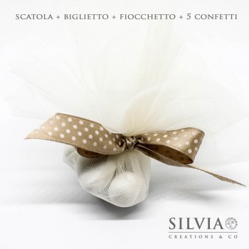 Confezione disco di tulle doppio portaconfetti per bomboniera