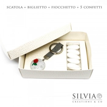 Confezione scatola combinata pelle bianca per bomboniere media