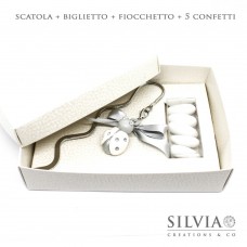Confezione scatola combinata pelle bianca per bomboniere grande