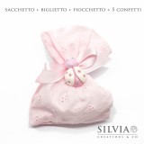 Confezione completa sacchetto per bomboniera in sangallo rosa 12x15 cm