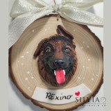 Decorazione disco di legno personalizzata con un musetto di cane gatto o coniglio