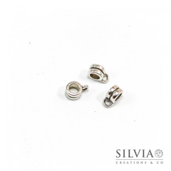 Distanziatore con asola porta pendente argento antico 9x6x4 mm
