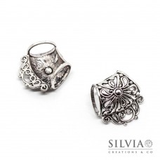 Ferma foulard con porta pendente argento antico 33x33x18 mm