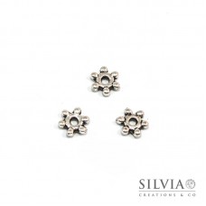 Distanziatore a rondella con 6 punte argento antico 8x2 mm x 10pz