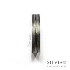 Cavetto in acciaio rivestito di nylon argento 0.45 mm x 50m