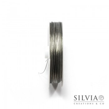 Cavetto in acciaio rivestito di nylon argento 0.45 mm x 50m