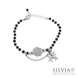 Bracciale catena acciaio con cristalli neri ragnatela e ragno Bracciale catena acciaio con cristalli neri ragnatela e ragno