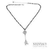 Collana girocollo con cristalli neri ragnatela e ragno Collana girocollo con cristalli neri ragnatela e ragno