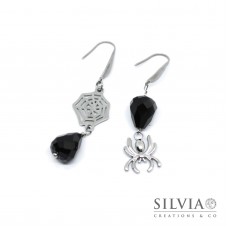 Orecchini pendenti con ragno ragnatela e gocce Orecchini pendenti con ragno ragnatela e gocce