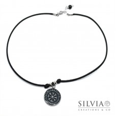 Collana girocollo ciondolo disegno vegvisir bussola vichinga