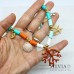 Collana cordino con perline heishi colorate charms marini e rametto corallo
