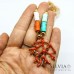 Collana girocollo catena con perline heishi colorate e rametto corallo